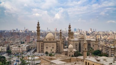 Aerial view of the old part of Cairo. Mosque-Madrassa of Sultan Hassan. Cairo. Egypt. Timelapse