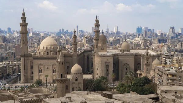 Vista Aérea Parte Antigua Cairo Mezquita Madrassa Del Sultán Hassan — Foto de Stock