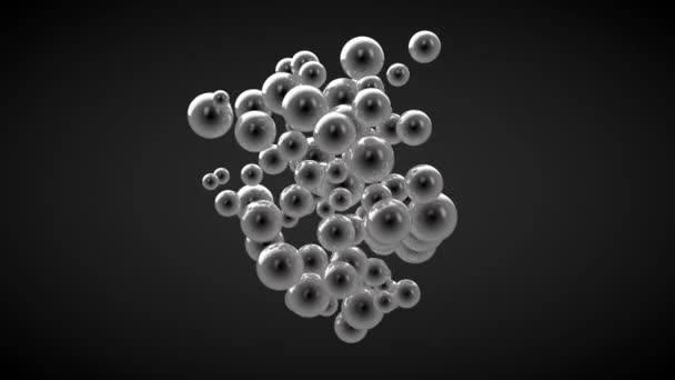 Sfera astratta particelle nere movimento animazione di un mucchio di sfere colorate astratte e palle Motion design. Modello ipnotico liscio — Video Stock