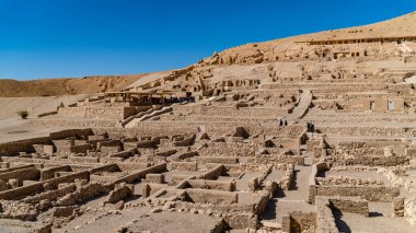 Luxor, Egypt: Deir el-Medina, is an ancient Egyptian village which was home to the artisans who worked on the tombs in the Valley of the Kings during the 18th to 20th dynasties of the New Kingdom of Egypt