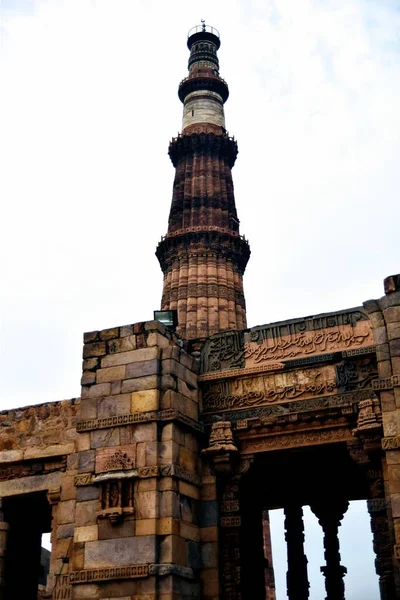 Qutub Minar Nova Deli Índia Minarete Mais Alto Índia Uma — Fotografia de Stock