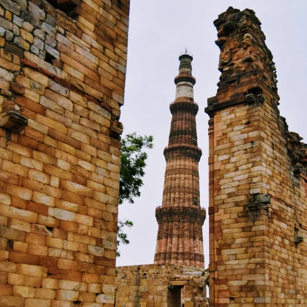 Qutub Minar New Delhi India High Minaret India Мармурова Червона — стокове фото