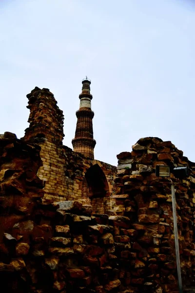 Kutub Minar Yeni Delhi Hindistan Hindistan Daki Uzun Minare Mermer — Stok fotoğraf
