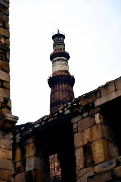 Qutub Minar Nova Deli Índia Minarete Mais Alto Índia Uma — Fotografia de Stock