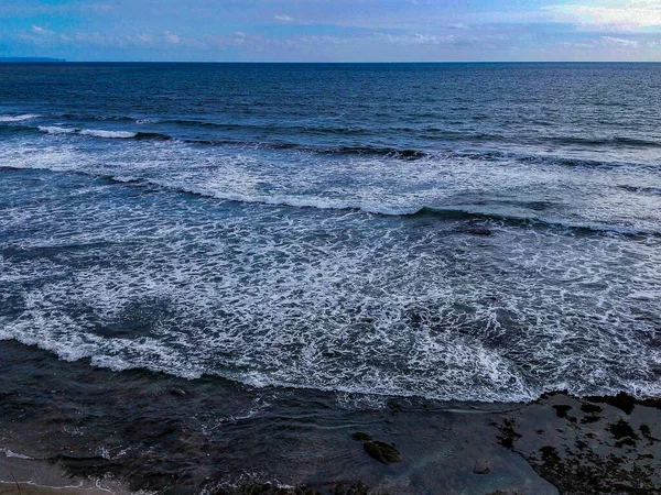 Abendblick Der Nähe Des Tanha Lot Strandes Auf Bali Indonesien — Stockfoto