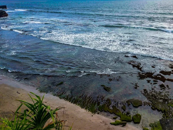 Abendblick Der Nähe Des Tanha Lot Strandes Auf Bali Indonesien — Stockfoto