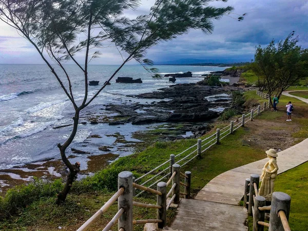 Wieczorny Widok Pobliżu Plaży Tanha Lot Bali Indonezji Tanha Partii — Zdjęcie stockowe