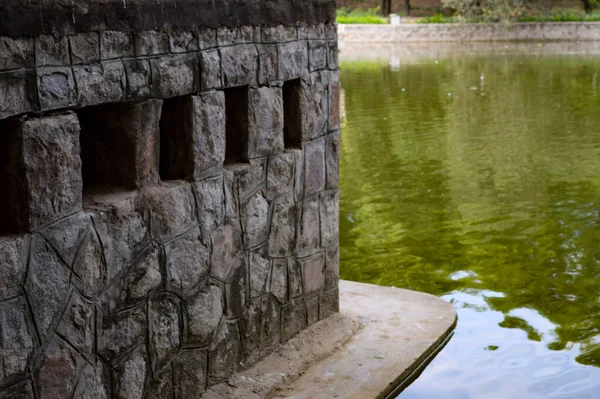 Árboles Verdes Palmeras Estanques Agua Fuentes Los Jardines Lodhi Los — Foto de Stock