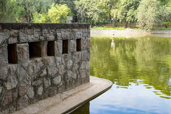 Árboles Verdes Palmeras Estanques Agua Fuentes Los Jardines Lodhi Los — Foto de Stock