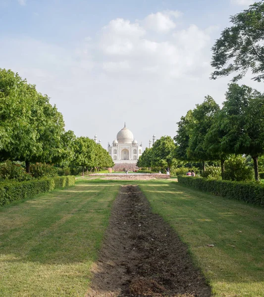 Taj Mahal Elfenbensvit Marmor Mausoleum Södra Stranden Floden Yamuna Den — Stockfoto