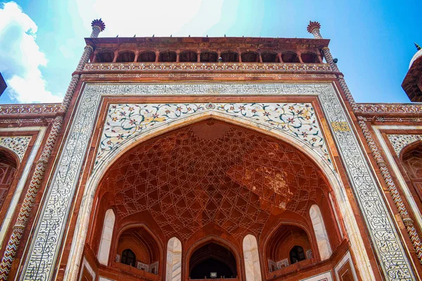 Architektura Vstupní Brány Hrobky Uvnitř Pro Modlitbu Taj Mahal Taj — Stock fotografie