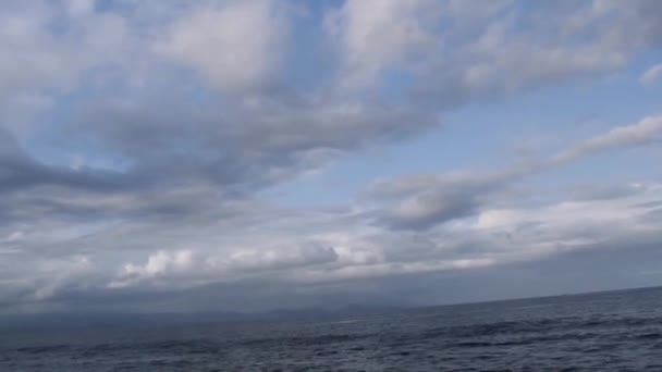 从巴厘萨努尔海滩前往印度尼西亚巴厘努沙佩尼达的快艇 从印度尼西亚萨努尔海滩前往努沙佩尼达的快艇 从印度尼西亚巴厘快艇前往努沙佩尼达的快艇 — 图库视频影像
