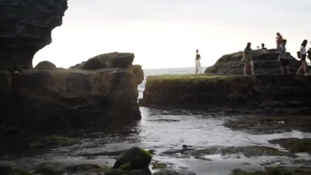 Kuil Hindu Pura Tanah Lot Dan Matahari Terbenam Bali Indonesia — Stok Video