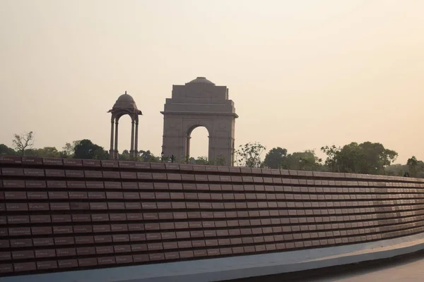 Inside view of National War Memorial in Delhi India, War Memorial full view during evening, The India Gate is a war memorial located astride the Rajpath, New Delhi