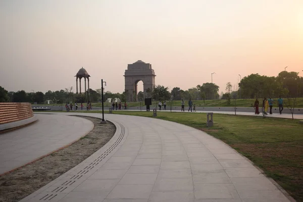 Inside view of National War Memorial in Delhi India, War Memorial full view during evening, The India Gate is a war memorial located astride the Rajpath, New Delhi