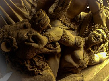 Durga Puja Festivali için Kumartuli 'de Hindu Tanrıça Durga Idol' un yapımı Kolkata, Batı Bengal, Hindistan 'da, Hindu Tanrıça Durga, Durga Idol - Durga puja Navrata, Batı Bengal, Hindistan