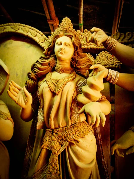 Fabricación Diosa Hindú Durga Ídolo Kumartuli Para Durga Puja Festival —  Fotos de Stock