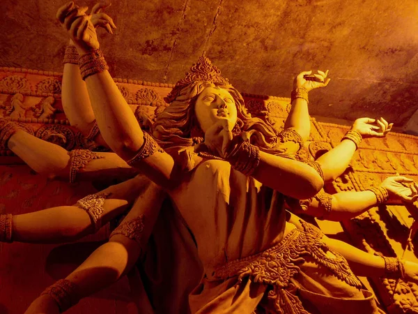 Fabricación Diosa Hindú Durga Ídolo Kumartuli Para Durga Puja Festival —  Fotos de Stock