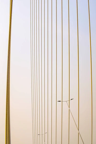 Uitzicht Signature Brug Wordt Gebouwd Overheen Yamuna Rivier New Delhi — Stockfoto