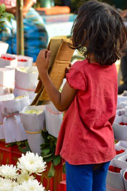 Ghazipur Phool Mandi çiçek pazarı sabahları Çin, Vietnam, Tayland ve Hindistan 'dan gelir.