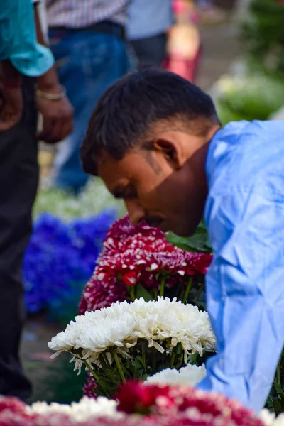 New Delhi India November 2019 Ghazipur Phool Mandi Bloemenmarkt Situatie — Stockfoto