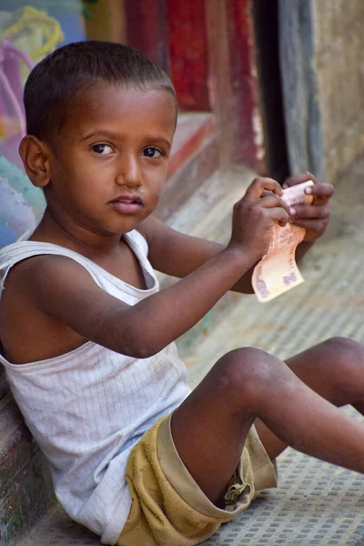 Alt Delhi Indien Dezember 2019 Straßenkind Von Alt Delhi Mit — Stockfoto
