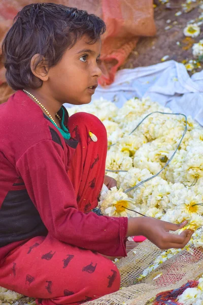 New Delhi Indien November 2019 Ghazipur Phool Mandi Blomst Markedssituation - Stock-foto