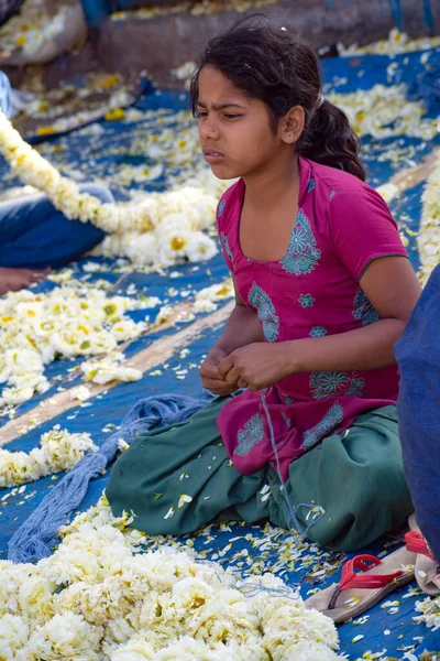 New Delhi India November 2019 Ghazipur Blomstermarknaden Situationen Morgonen Blomman — Stockfoto