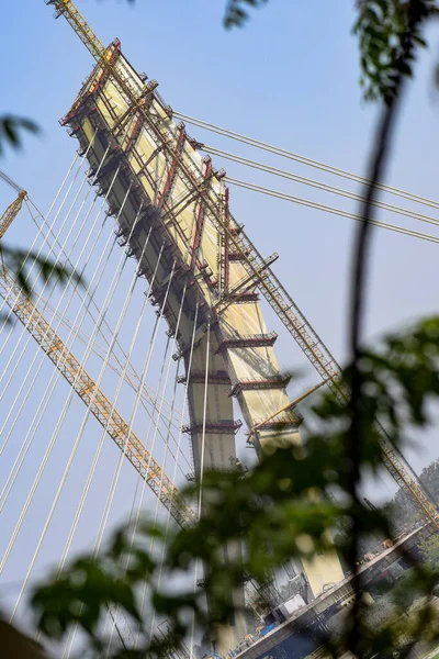 Delhiben Yamuna Folyón Átívelő Signature Híd Látványa — Stock Fotó