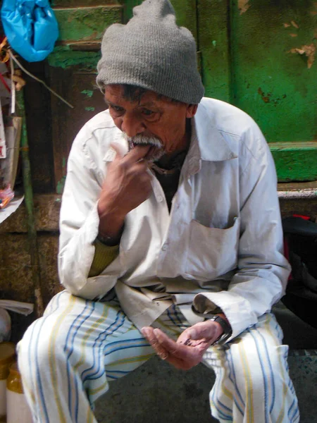 Old Delhi India Diciembre 2019 Retrato Tenderos Vendedores Ambulantes Mercado — Foto de Stock