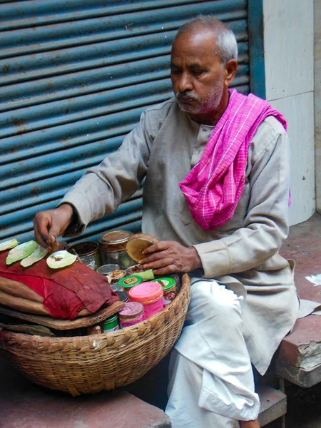 Old Delhi Índia Dezembro 2019 Retrato Lojistas Vendedores Ambulantes Mercado — Fotografia de Stock