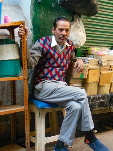 Stare Delhi Indie Grudzień 2019 Portret Sklepikarzy Lub Sprzedawców Ulicznych — Zdjęcie stockowe