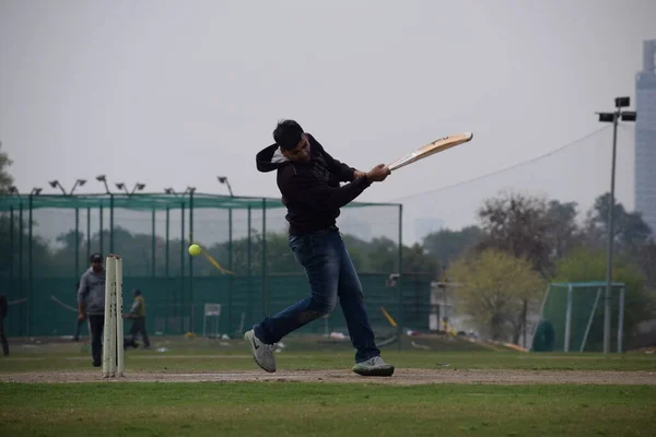 Delhi Inde Mars 2020 Pleine Longueur Cricket Jouant Sur Terrain — Photo