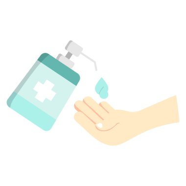 El dezenfektanı ile el yıkama ikonu. vektör illüstrasyonu