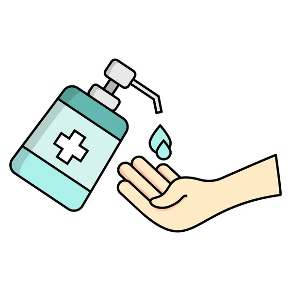 Lavar Mão Com Ícone Higienizador Mão Ilustração Vetorial — Vetor de Stock