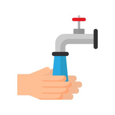 Elleri muslukla yıkamanın bir göstergesi. vektör simgesi