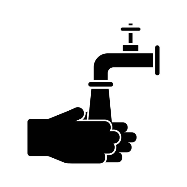Illustratie Van Handen Wassen Met Een Waterkraan Vectorpictogram — Stockvector