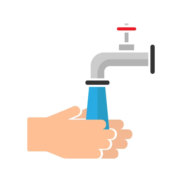 Illustration Lavage Des Mains Avec Robinet Eau Icône Vectorielle — Image vectorielle