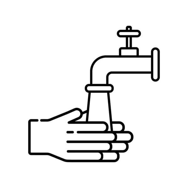 Illustratie Van Handen Wassen Met Een Waterkraan Vectorpictogram — Stockvector