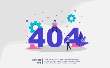 404 hata sayfası illüstrasyon konsepti sistem güncellemeleri, yükleme, işletim, hesaplama, kurulum programları bulunamadı. Sistem bakımı. Düz vektör çizimi modern karakter tasarımı.