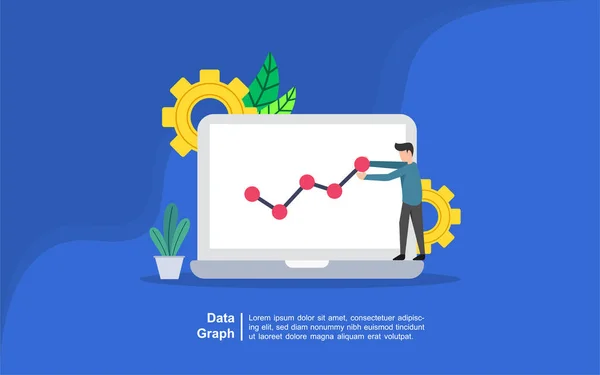 Data Graph Illustration Concept Market Trend Analysis Smartphone Line Chart — Stock Vector