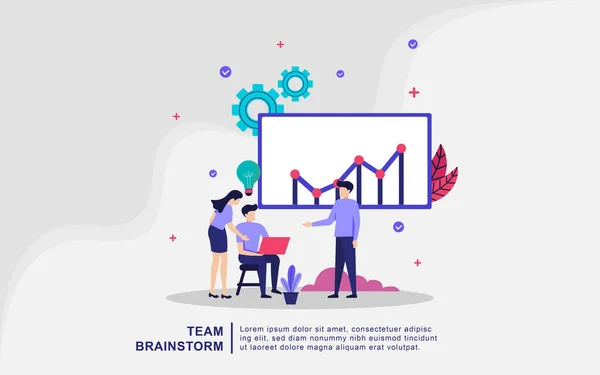 Conceito Ilustração Equipe Brainstorm Trabalho Equipe Negócios Equipe Discutir Para — Vetor de Stock