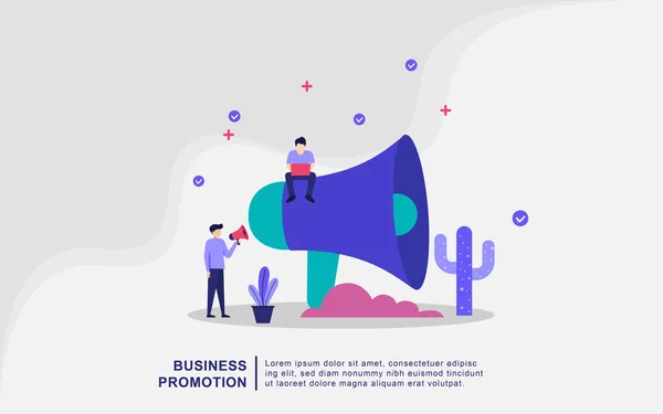 Εικονογράφηση Έννοια Της Business Promotion Μικροσκοπικούς Ανθρώπους Στρατηγική Μάρκετινγκ Επιχειρηματική — Διανυσματικό Αρχείο