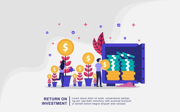 Concepto Ilustrativo Inversión Dinero Invirtiendo Financistas Analizando Ganancias Bursátiles Ingresos — Vector de stock