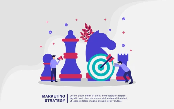 Concepto Moderno Diseño Plano Estrategia Marketing Para Banner Sitio Web — Vector de stock