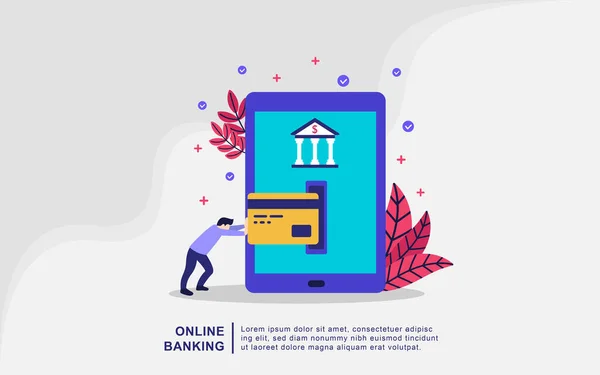 Πρότυπο Landing Page Του Online Banking Σύγχρονη Έννοια Επίπεδη Σχεδίαση — Διανυσματικό Αρχείο
