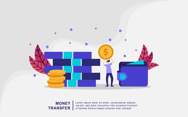 Concepto Ilustración Transferencia Dinero Desde Hacia Diseño Vectores Billetera Flujo — Vector de stock