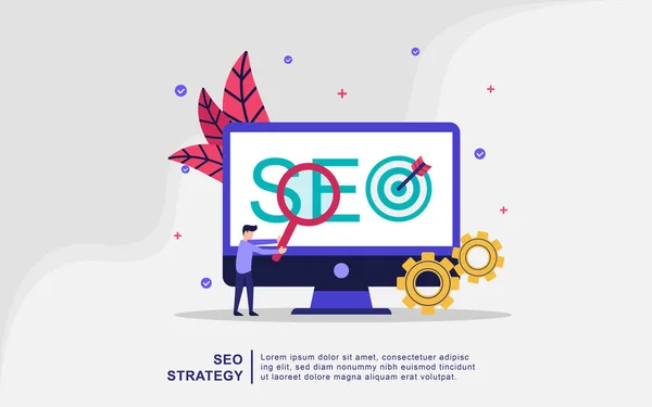 Illustration Begreppet Seo Strategi Digital Marknadsföring Digital Teknik Marknadsföring Sociala — Stock vektor