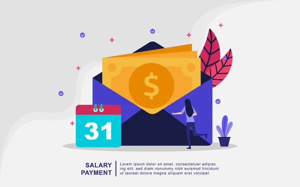 Concept Illustration Paiement Des Salaires Paye Prime Annuelle Concept Revenu — Image vectorielle