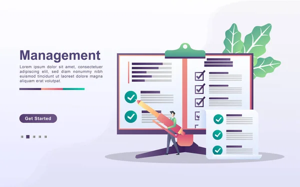 Menedzsment Koncepció Emberek Karakter Prémium Vektor — Stock Vector